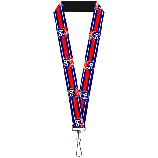 Lanyard - 1.0" - ROUTE 66 Highway Sign Stripe Blue White Red Lanyards Buckle-Down   