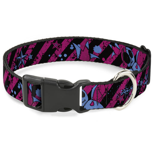 Plastic Clip Collar - Voodoo Black/Pink/Blue Plastic Clip Collars Buckle-Down   