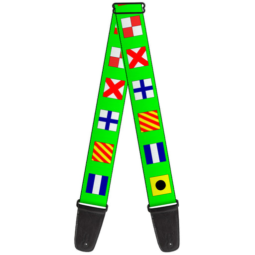 Guitar Strap - Nautical Flags Green Multi Color Guitar Straps Buckle-Down   