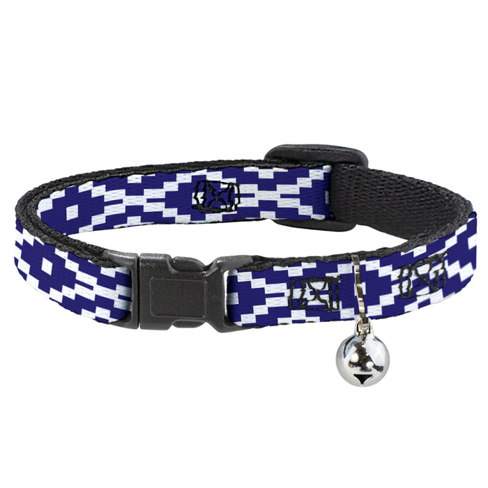 Cat Collar Breakaway - Geometric Diamond Blue White Breakaway Cat Collars Buckle-Down   