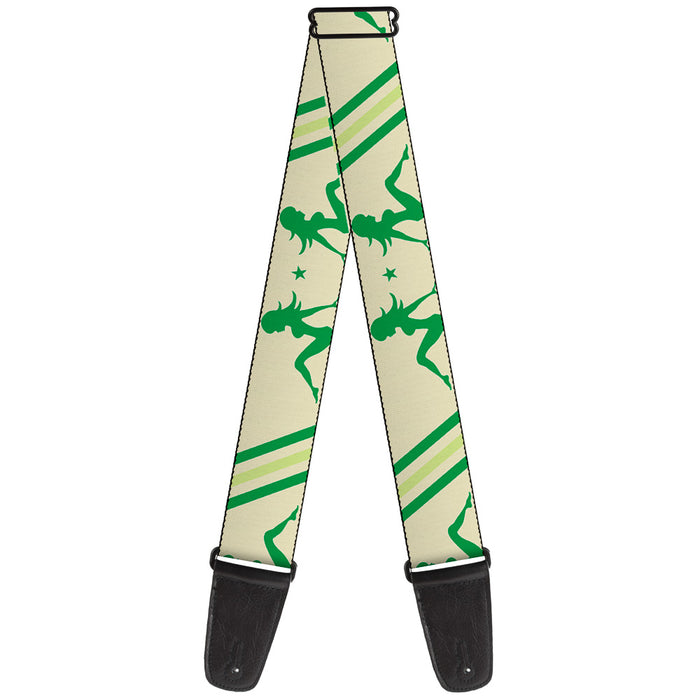 Guitar Strap - Mud Flap Girls w Stripes Tan Green Lime Green Guitar Straps Buckle-Down   