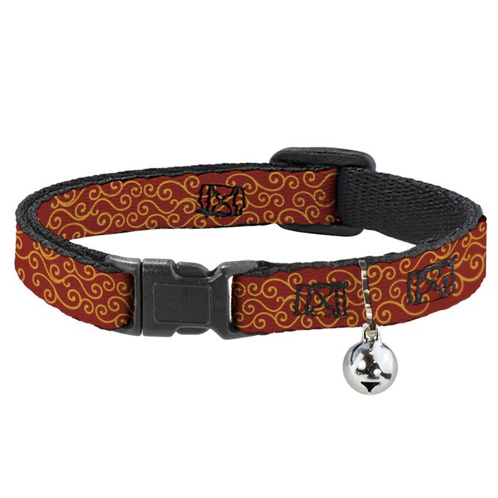 Cat Collar Breakaway - Holiday Trim Swirls Red Gold Breakaway Cat Collars Buckle-Down   