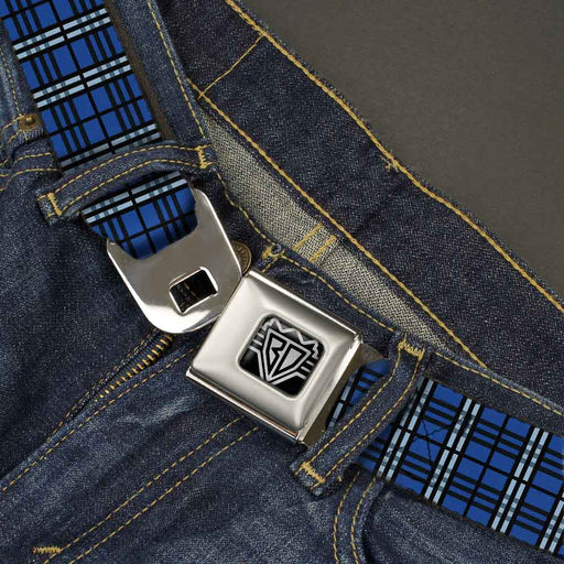 BD Wings Logo CLOSE-UP Full Color Black Silver Seatbelt Belt - Plaid Navy Webbing Seatbelt Belts Buckle-Down   