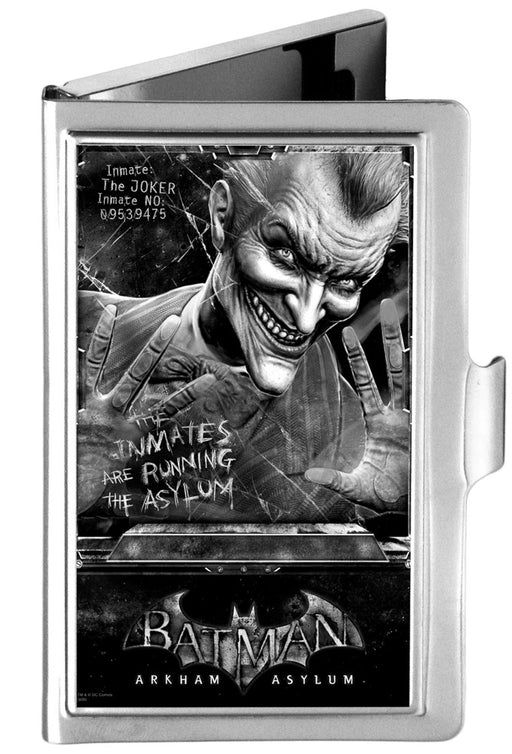 Business Card Holder - SMALL - BATMAN ARKHAM ASYLUM Joker Pose Brushed Silver Business Card Holders DC Comics   