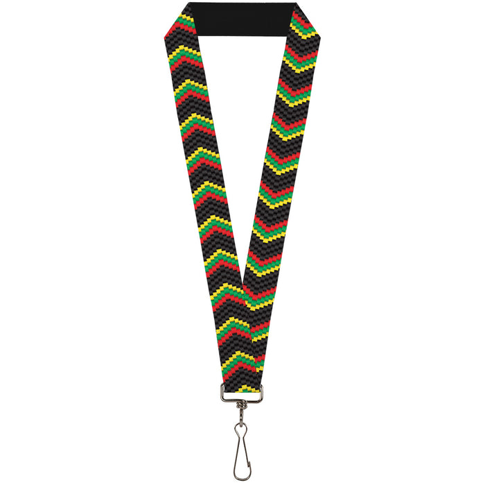 Lanyard - 1.0" - Chevron Weave Black Rasta Lanyards Buckle-Down   