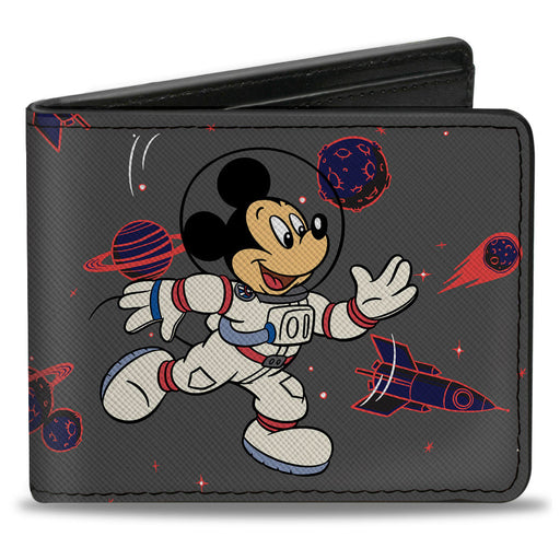 Bi-Fold Wallet - Mickey Mouse ASTRONAUT MICKEY in Space Pose Black Reds Blues Bi-Fold Wallets Disney   