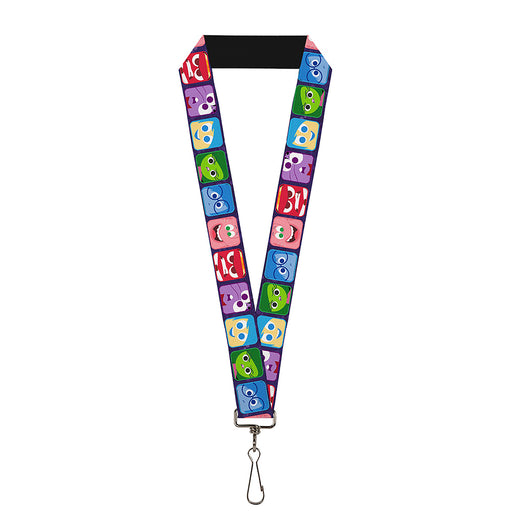 Lanyard - 1.0" - Inside Out 6-Character Expression Blocks Purple Multi Color Lanyards Disney   