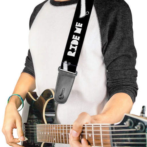 Guitar Strap - RIDE ME Skateboard Black White Guitar Straps Buckle-Down   