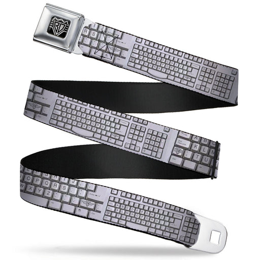 BD Wings Logo CLOSE-UP Full Color Black Silver Seatbelt Belt - BD Keyboard Webbing Seatbelt Belts Buckle-Down   