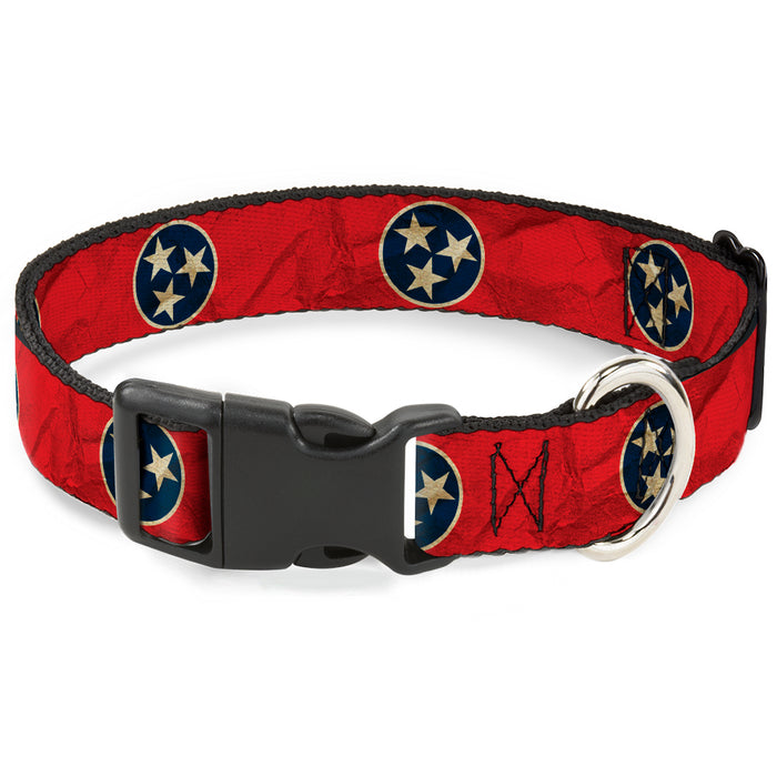 Plastic Clip Collar - Tennessee Flag Stars CLOSE-UP Distressed Plastic Clip Collars Buckle-Down   