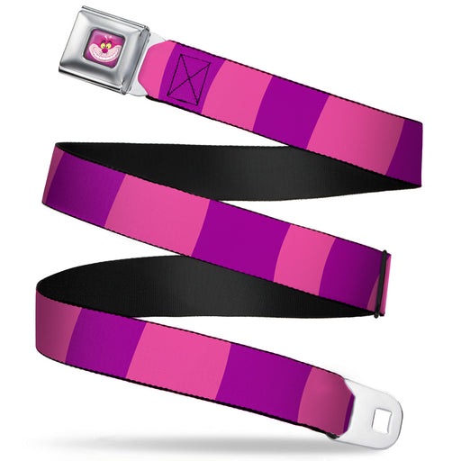 Cheshire Cat Face Full Color Pink Seatbelt Belt - Cheshire Cat Stripe Pink/Purple Webbing Seatbelt Belts Disney   