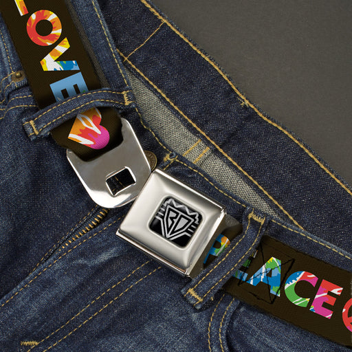 BD Wings Logo CLOSE-UP Full Color Black Silver Seatbelt Belt - LOVE IS LOVE-PEACE IS PEACE/Symbol Black/Tie Dye Webbing Seatbelt Belts Buckle-Down   