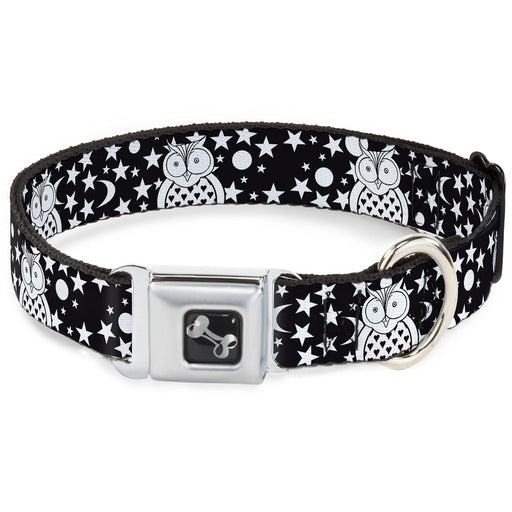 Dog Bone Seatbelt Buckle Collar - Owls Black/White3 Seatbelt Buckle Collars Buckle-Down   