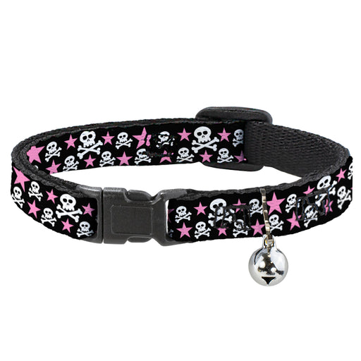 Cat Collar Breakaway - Skulls & Stars Black White Pink Breakaway Cat Collars Buckle-Down   