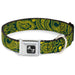 Dog Bone Seatbelt Buckle Collar - Bandana/Skulls Green/Gold Seatbelt Buckle Collars Buckle-Down   