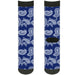 Sock Pair - Polyester - Paisley Blue White - CREW Socks Buckle-Down   