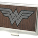 Business Card Holder - SMALL - Wonder Woman Logo Marquetry Black Walnut Metal Business Card Holders DC Comics   