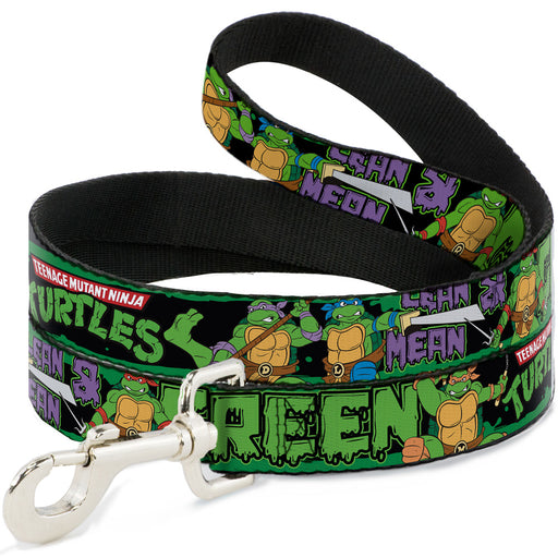 Dog Leash - Classic TEENAGE MUTANT NINJA TURTLES Logo/Group Pose5/LEAN MEAN & GREEN Dog Leashes Nickelodeon   