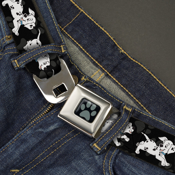 Dalmatian Paw Full Color Black Gray Seatbelt Belt - Dalmatians Running/Paws Black/Gray/White/Black Webbing Seatbelt Belts Disney   