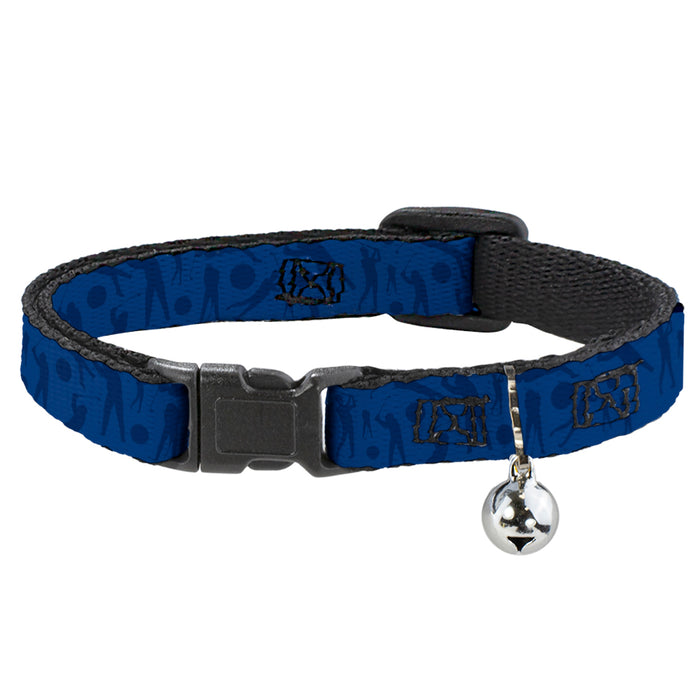 Cat Collar Breakaway - Golfing Silhouettes Collage Blues Breakaway Cat Collars Buckle-Down   