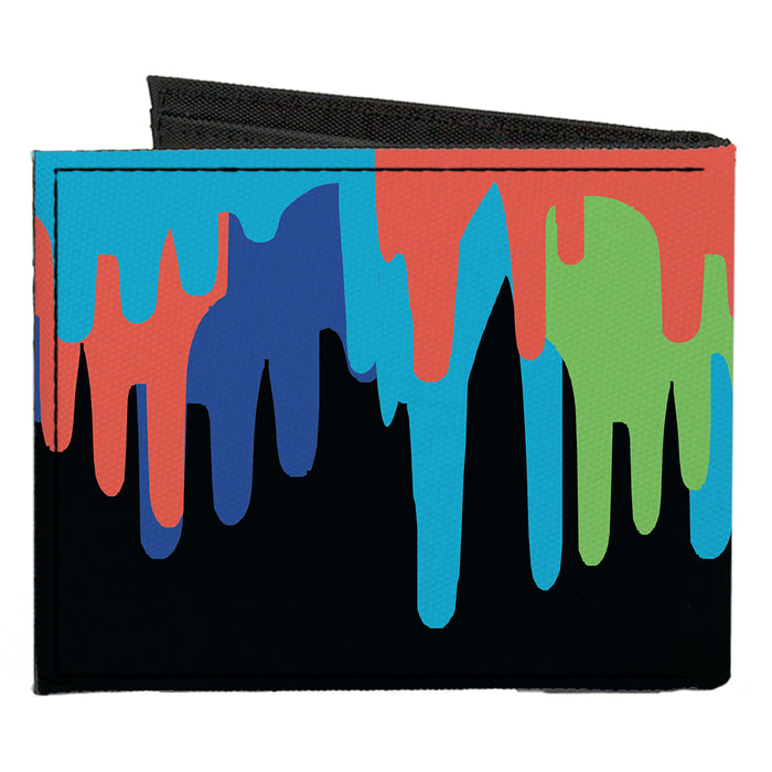 Canvas Bi-Fold Wallet - Paint Drips Black Multi Neon Canvas Bi-Fold Wallets Buckle-Down   