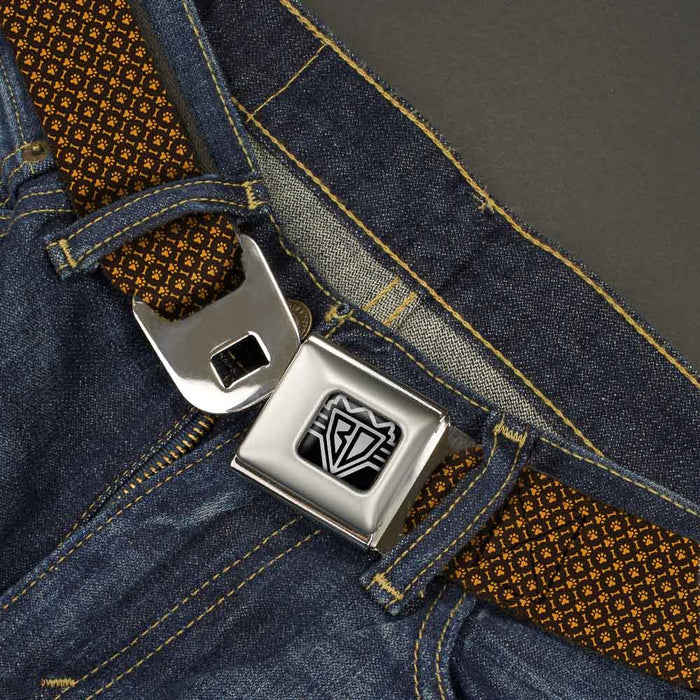 BD Wings Logo CLOSE-UP Full Color Black Silver Seatbelt Belt - Bone & Paw Monogram Brown/Orange Webbing Seatbelt Belts Buckle-Down   