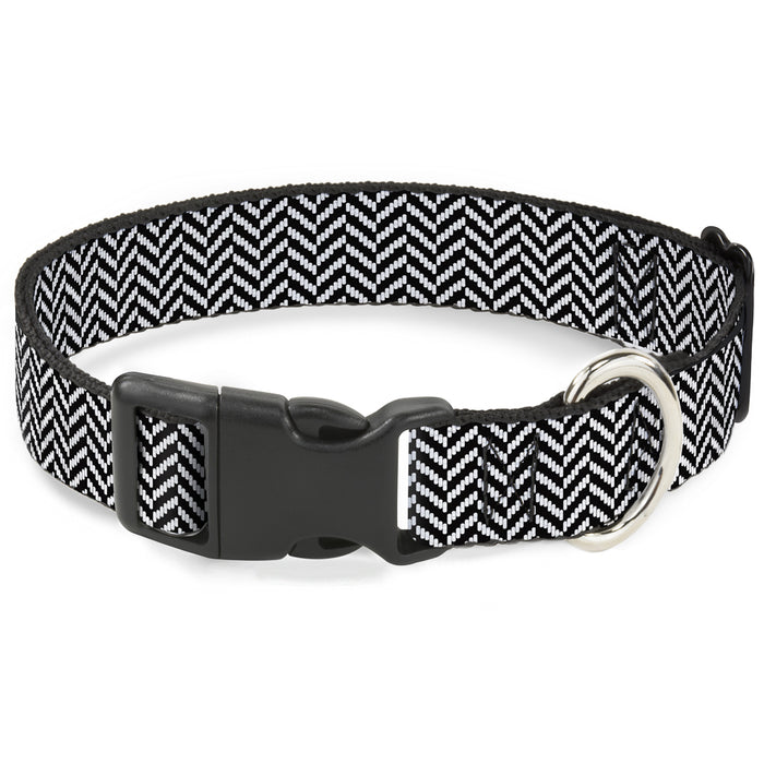 Plastic Clip Collar - Herringbone Jagged Black/White Plastic Clip Collars Buckle-Down   