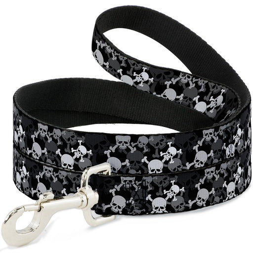 Dog Leash - Top Skulls Stacked Black/Gray/White Dog Leashes Buckle-Down   