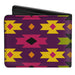 Bi-Fold Wallet - Mini Navajo Purple Yellow Pink Green Bi-Fold Wallets Buckle-Down   