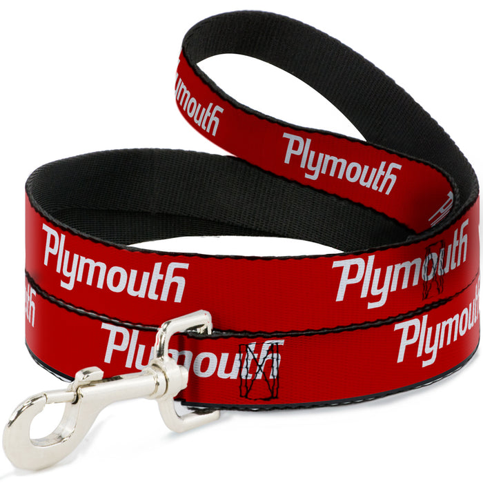 Dog Leash - PLYMOUTH Text Logo Red/White Dog Leashes Dodge   