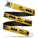 Batman Full Color Black Yellow Seatbelt Belt - Vintage Batman Logo & Bat Signal-3 Yellow Webbing Seatbelt Belts DC Comics   