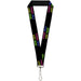 Lanyard - 1.0" - YOUNG WILD AND FREE Outline Black Multi Neon Lanyards Buckle-Down   