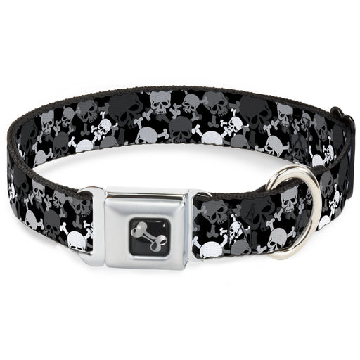 Dog Bone Seatbelt Buckle Collar - Multi Top Skulls Stacked Blak/Gray/White Seatbelt Buckle Collars Buckle-Down   