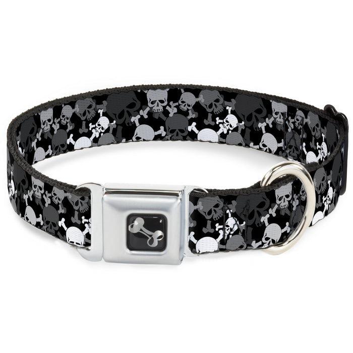 Dog Bone Seatbelt Buckle Collar - Multi Top Skulls Stacked Blak/Gray/White Seatbelt Buckle Collars Buckle-Down   