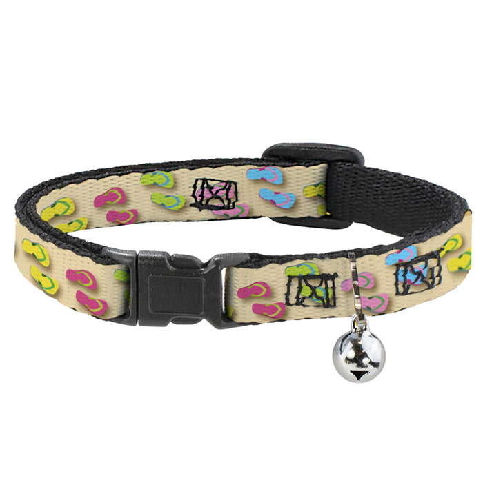 Cat Collar Breakaway - Flip Flops3 Sand Multi Color Breakaway Cat Collars Buckle-Down   