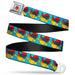 Looney Tunes Logo Full Color White Seatbelt Belt - Daffy Duck Hip Hop Expression Turquoise Webbing Seatbelt Belts Looney Tunes   