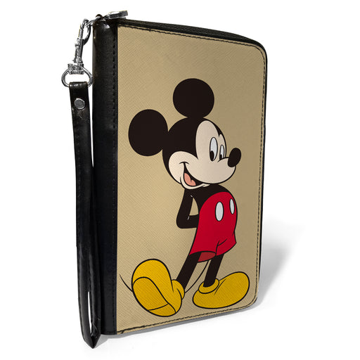 PU Zip Around Wallet Rectangle - Classic Mickey Mouse Standing Pose Yellow Clutch Zip Around Wallets Disney   