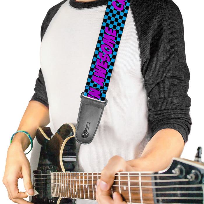 Guitar Strap - CAPTAIN AWESOME Turquoise Checker Fuchsia Guitar Straps Buckle-Down   