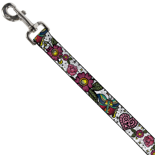 Dog Leash - Love Kills CLOSE-UP White Dog Leashes Buckle-Down   