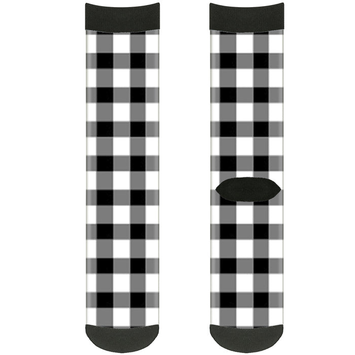 Sock Pair - Polyester - Buffalo Plaid Black White - CREW Socks Buckle-Down   