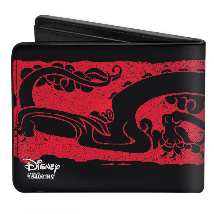 Bi-Fold Wallet - Mulan Dragon Block Print Black Red Black Bi-Fold Wallets Disney   