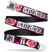 BD Wings Logo CLOSE-UP Full Color Black Silver Seatbelt Belt - I Heart Punk Rock w/Safety Pins Black/Fuchsia/White Webbing Seatbelt Belts Buckle-Down   