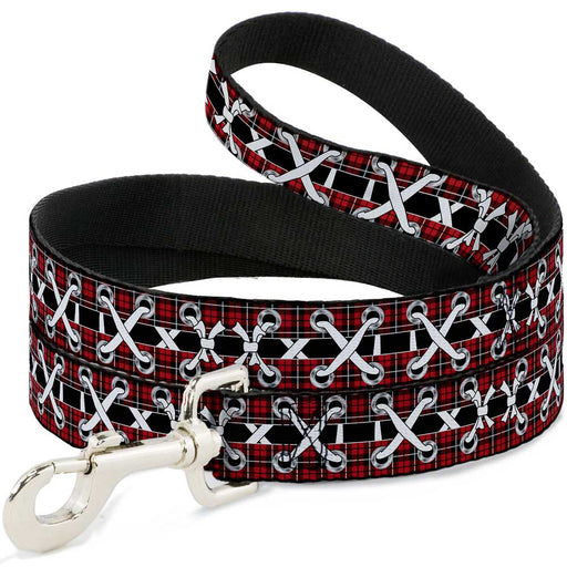 Dog Leash - Corset Lace Up Red Plaid/Black Dog Leashes Buckle-Down   