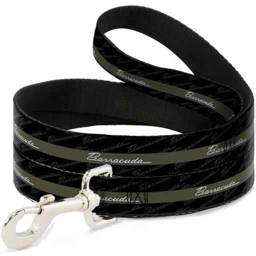 Dog Leash - BARRACUDA Script Stripe/Monogram Black/Gray/Olive/Silver Dog Leashes Dodge   