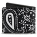 Bi-Fold Wallet - Floral Paisley3 Black White Bi-Fold Wallets Buckle-Down   