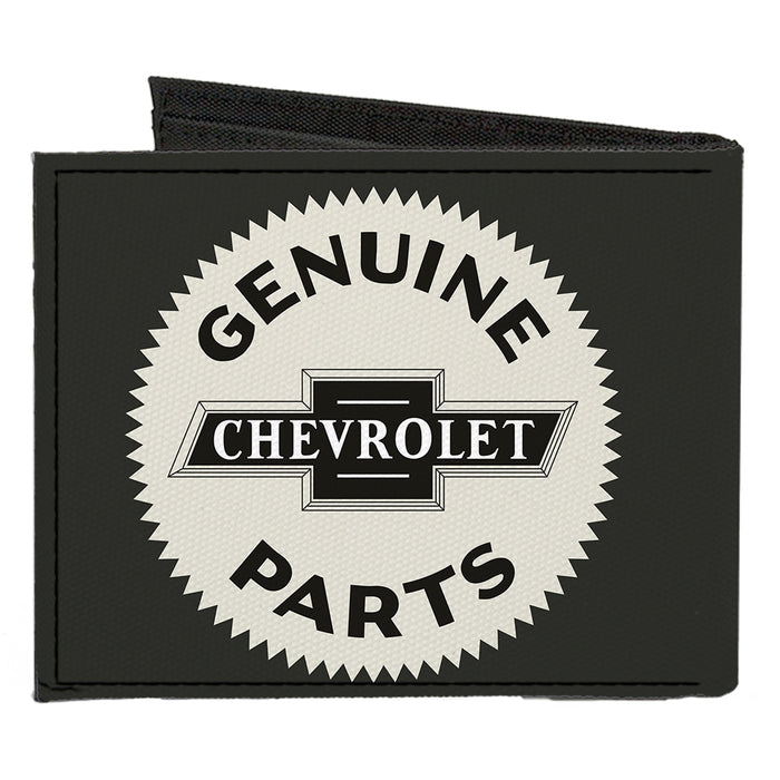 Canvas Bi-Fold Wallet - 1920 GENUINE CHEVROLET PARTS Seal Charcoal Tan Canvas Bi-Fold Wallets GM General Motors   