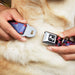 Dog Bone Seatbelt Buckle Collar - Grunge Checker Flag Blue/Red Seatbelt Buckle Collars Buckle-Down   