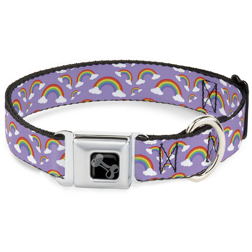 Dog Bone Black/Silver Seatbelt Buckle Collar - Rainbows Scattered Lavender Seatbelt Buckle Collars Buckle-Down   