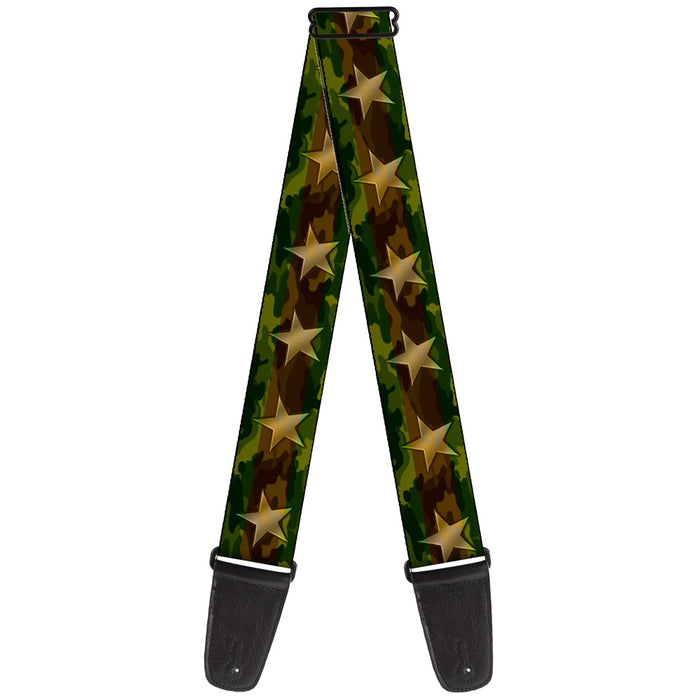 Guitar Strap - Star Camo Olive Gold Guitar Straps Buckle-Down   