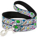 Dog Leash - 90s Nineties Grid Pattern Vibrant Gray/Multi Color Dog Leashes Buckle-Down   